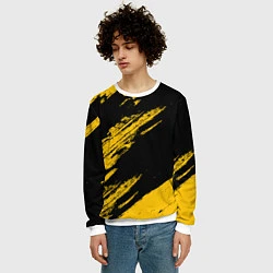 Свитшот мужской BLACK AND YELLOW GRUNGE ГРАНЖ, цвет: 3D-белый — фото 2