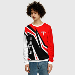 Свитшот мужской ТЕСЛА - КРАСНЫЙ СПОРТИВНЫЙ, цвет: 3D-белый — фото 2