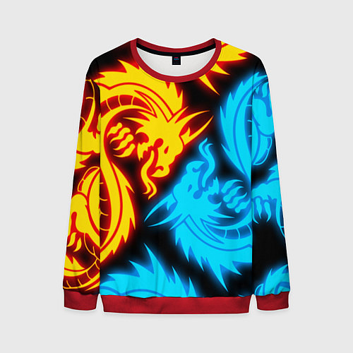 Мужской свитшот НЕОНОВЫЕ ДРАКОНЫ NEON DRAGONS / 3D-Красный – фото 1