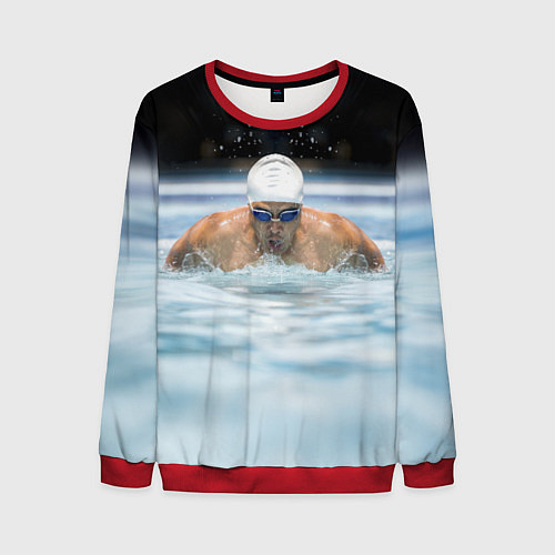 Мужской свитшот Плавание Пловец / 3D-Красный – фото 1