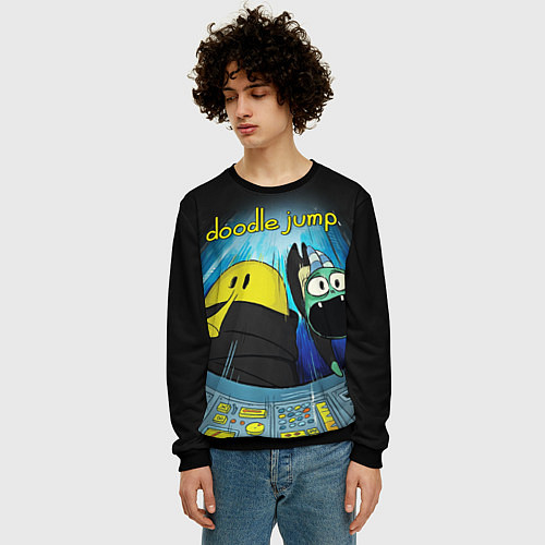 Мужской свитшот Doodle in spaceship / 3D-Черный – фото 3