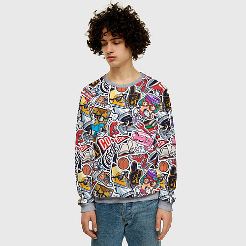 Мужской свитшот Рисунок колледж / 3D-Меланж – фото 3