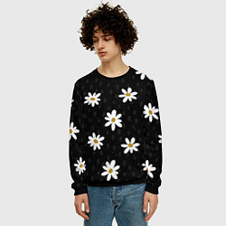 Свитшот мужской Daisies Ромашки, цвет: 3D-черный — фото 2