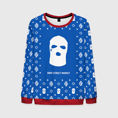 Мужской свитшот Узор Blue Ski Mask Dope Street Market / 3D-Красный – фото 1