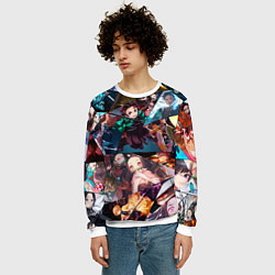 Свитшот мужской Kimetsu no aiba Все персонажи, цвет: 3D-белый — фото 2