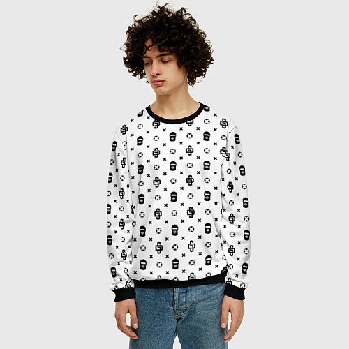 Мужской свитшот Узор White Dope Ski Mask Camo Dope Street Market / 3D-Черный – фото 3