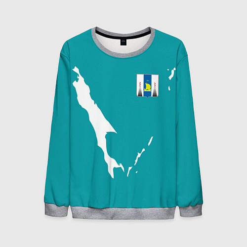 Мужской свитшот Сахалин герб / 3D-Меланж – фото 1