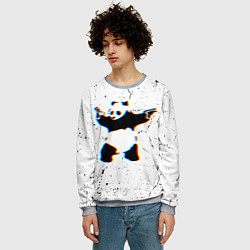 Свитшот мужской Banksy Panda with guns Бэнкси, цвет: 3D-меланж — фото 2