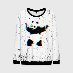 Свитшот мужской Banksy Panda with guns Бэнкси, цвет: 3D-черный