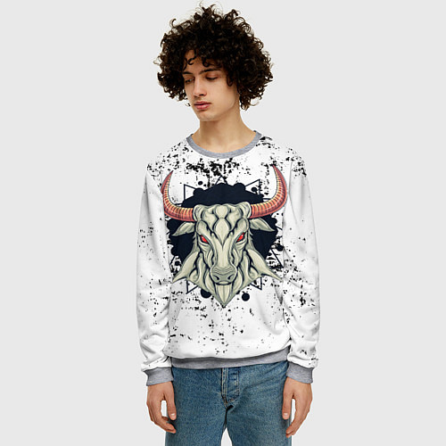 Мужской свитшот Bull! / 3D-Меланж – фото 3