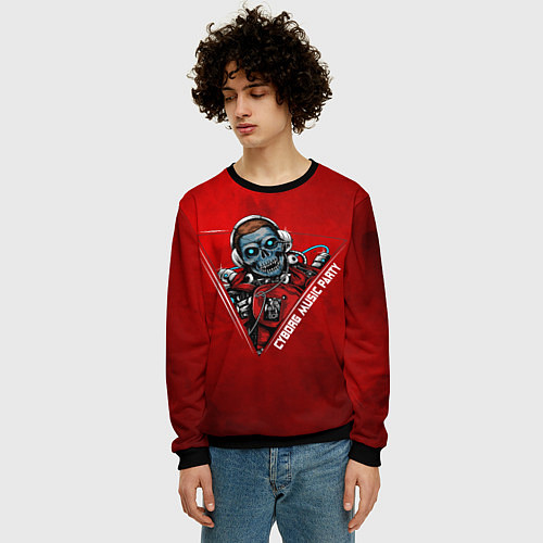 Мужской свитшот Cyborg music / 3D-Черный – фото 3