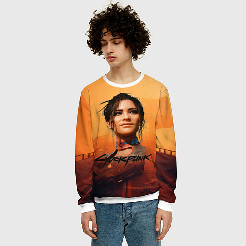 Мужской свитшот Panam Cyberpunk2077 / 3D-Белый – фото 3