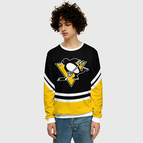 Мужской свитшот Pittsburgh Penguins Питтсбург Пингвинз / 3D-Белый – фото 3