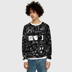 Свитшот мужской Аниме Анархия eyes love, цвет: 3D-белый — фото 2