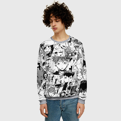 Мужской свитшот Волейбол!! pattern / 3D-Меланж – фото 3