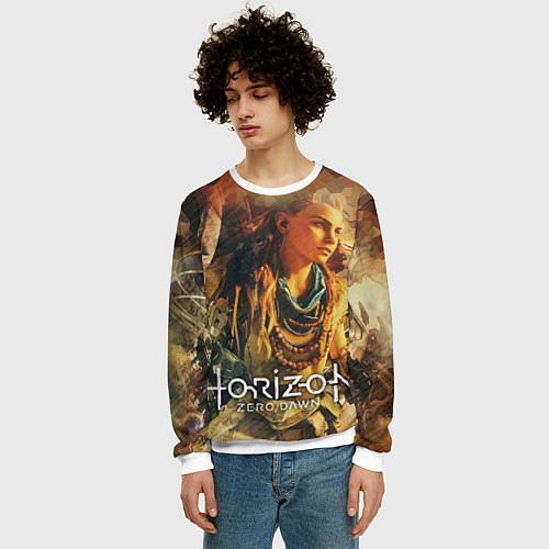 Мужской свитшот Элой-рыжая воительница / 3D-Белый – фото 3