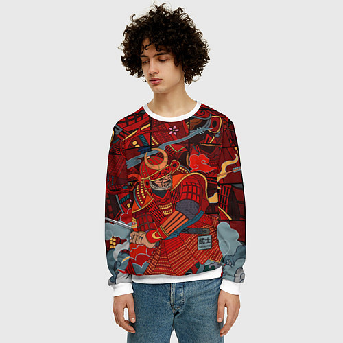 Мужской свитшот Инстинкт Самурая / 3D-Белый – фото 3