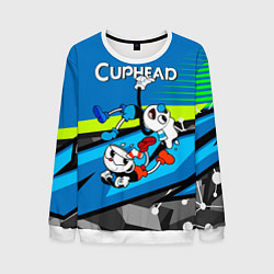 Свитшот мужской 2 чашечки cuphead, цвет: 3D-белый