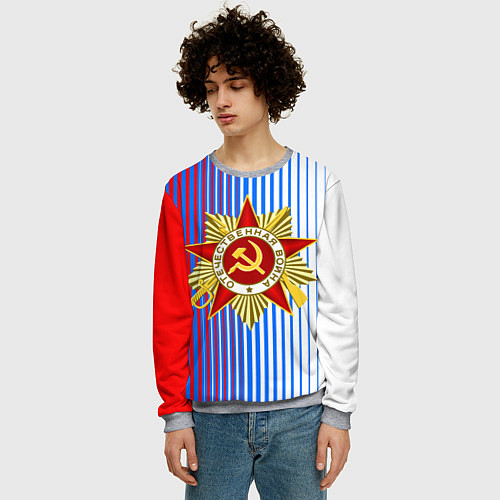 Мужской свитшот ДЕНЬ ПОБЕДЫ ПЕРЕХОД / 3D-Меланж – фото 3
