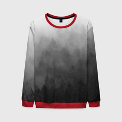 Свитшот мужской Темный лес - туман, цвет: 3D-красный