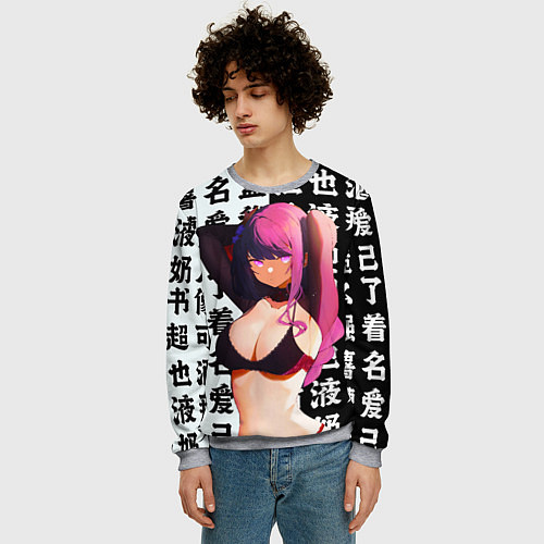 Мужской свитшот Баал в купальнике Шогун Райден Геншин Импакт / 3D-Меланж – фото 3