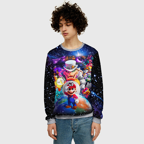 Мужской свитшот Super Mario Odyssey Space Video game / 3D-Меланж – фото 3