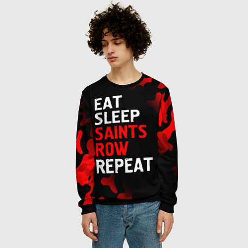 Мужской свитшот Eat Sleep Saints Row Repeat Камуфляж / 3D-Черный – фото 3