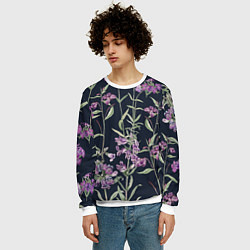Свитшот мужской Цветы Фиолетовые, цвет: 3D-белый — фото 2