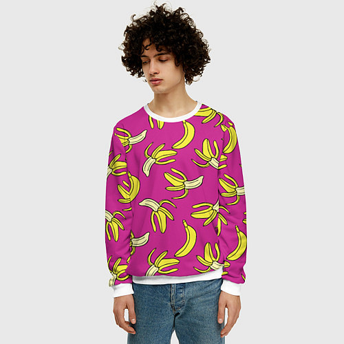 Мужской свитшот Banana pattern Summer Color / 3D-Белый – фото 3