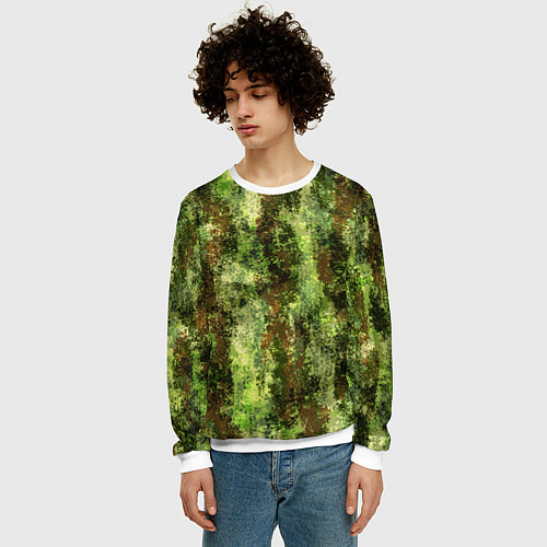 Мужской свитшот Пиксельный камуфляж Шерхан Лес / 3D-Белый – фото 3