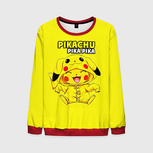 Мужской свитшот Пикачу Пика Пика в костюме / 3D-Красный – фото 1