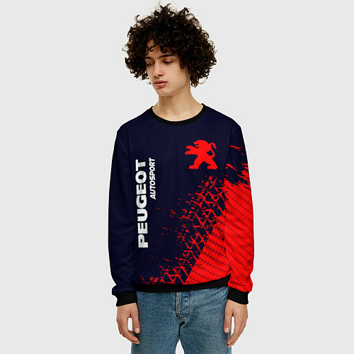 Мужской свитшот ПЕЖО Autosport Следы Шин / 3D-Черный – фото 3