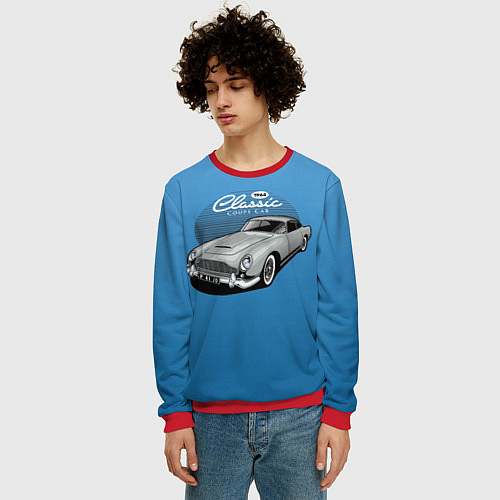 Мужской свитшот Blue retro car / 3D-Красный – фото 3