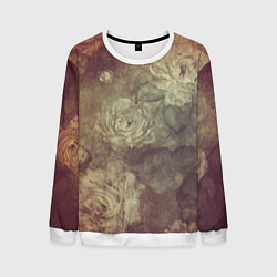 Свитшот мужской Цветы картина маслом, цвет: 3D-белый