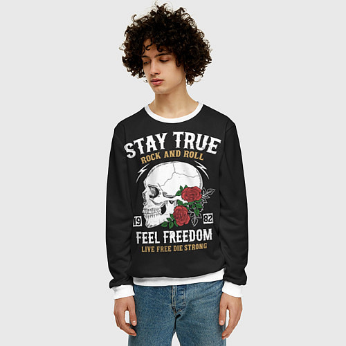 Мужской свитшот Сила в правде, а правда в рок-н-ролле! / 3D-Белый – фото 3