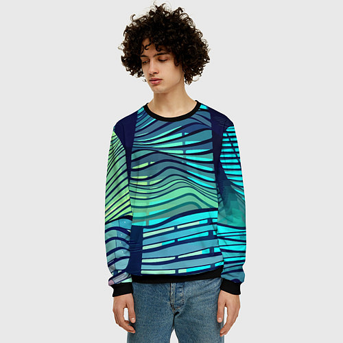 Мужской свитшот Abstraction Архитектура / 3D-Черный – фото 3