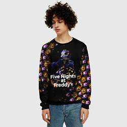 Свитшот мужской Five Nights at Freddys Луна паттерн, цвет: 3D-черный — фото 2