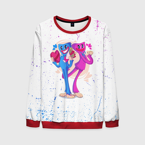 Мужской свитшот Влюбленные Хагги Вагги и Кисси Мисси / 3D-Красный – фото 1