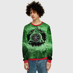Свитшот мужской Вегвизир Рунический Компас 3D, цвет: 3D-красный — фото 2