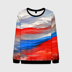 Свитшот мужской Флаг России в красках, цвет: 3D-черный