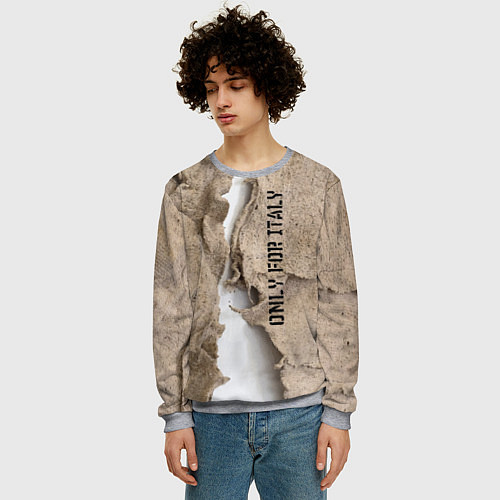 Мужской свитшот Только для Италии Мешковина Рваньё Only for Italy / 3D-Меланж – фото 3