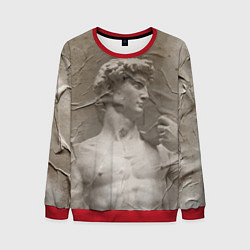 Свитшот мужской Микеланджело Буонарроти Давид Пост-арт Michelangel, цвет: 3D-красный