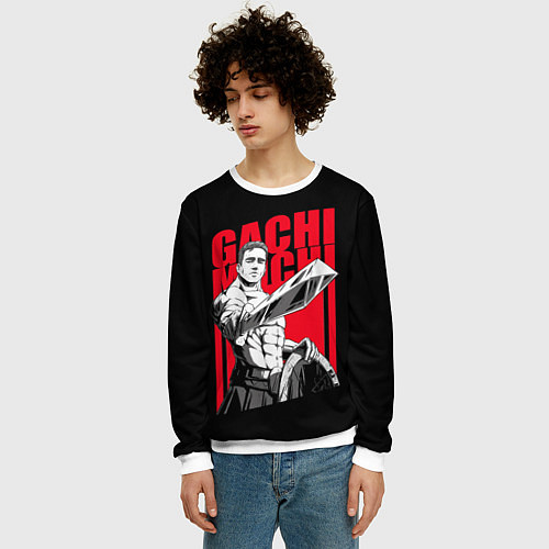 Мужской свитшот GACHIMUCHI WARRIOR ГАЧИМУЧИ ВОИН / 3D-Белый – фото 3