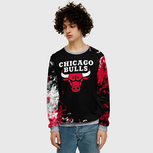 Мужской свитшот Чикаго Буллз Chicago Bulls Огонь / 3D-Меланж – фото 3