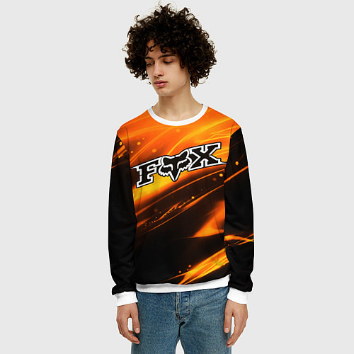 Мужской свитшот FOX RACING - ФОКС СИЯНИЕ / 3D-Белый – фото 3