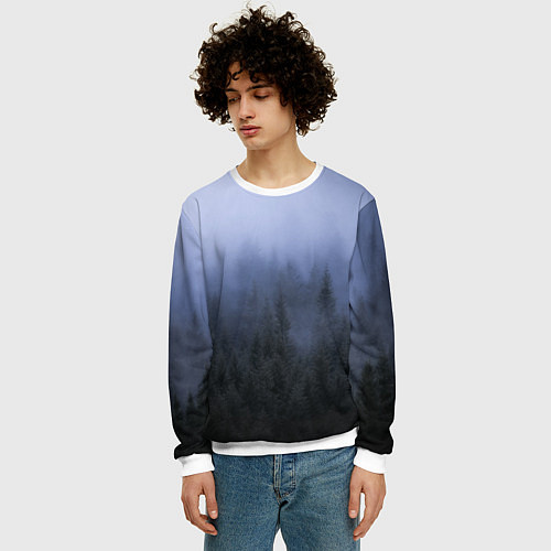 Мужской свитшот Лес в ночи / 3D-Белый – фото 3