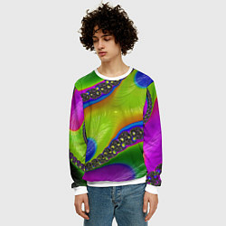 Свитшот мужской Кислотный фрактал Абстракция, цвет: 3D-белый — фото 2