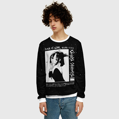 Мужской свитшот KAGUYA SHINOMIYA В ЛЮБВИ КАК НА ВОЙНЕ / 3D-Белый – фото 3