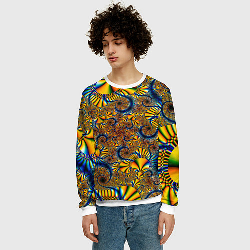 Мужской свитшот FRACTAL COLOR PATTERN / 3D-Белый – фото 3