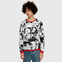 Свитшот мужской Клинок рассекающий демонов паттерн, цвет: 3D-красный — фото 2